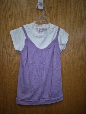 U Go Girl Layered XS Tee Lilac & White Top
